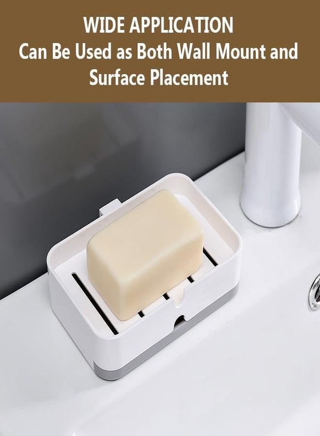 QUITESIDE Bathroom Soap Holder Made of Plastic, Non-Drill Wall Mount Magic Sticker Self-Adhesive Surface with Detachable Drain Tray (Pack of 1) - Image 4